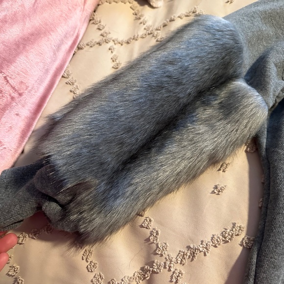 Grey Express Faux Fur Sweatshirt - Picture 2 of 5